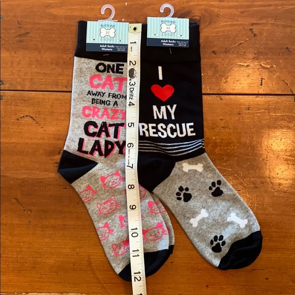 2 PAIR FUN SOCKS |  CRAZY CAT LADY |  ❤️ MY RESCUE - Picture 5 of 9